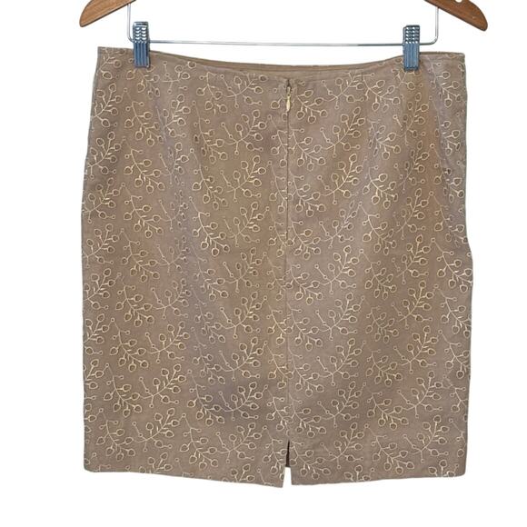 Jones New York Collection Sheer Die Cut Overlay Lined Pencil Skirt Size 12 Tan - Picture 2 of 7